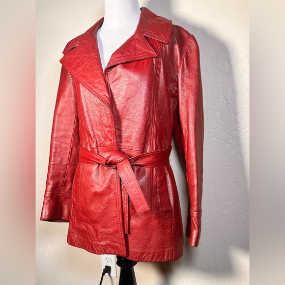 LA VAY LIMITED BURGANDY RED LEATHER JACKET size Small made in San Diego CA - Picture 3 of 16